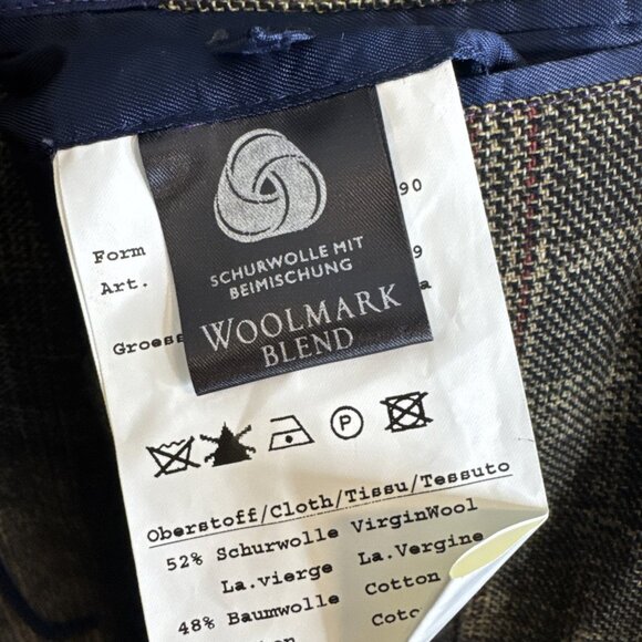 Bugatti Made In Germany Wool Plaid Casual Blazer Brown Tan Check Men 40 - Picture 10 of 11